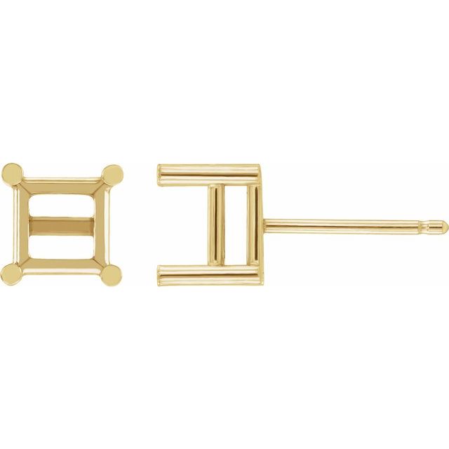 7mm Square Double wire Earring setting