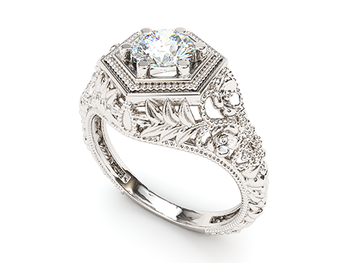 Cushion Cut Halo Engagement Ring Setting | OKG Jewelry