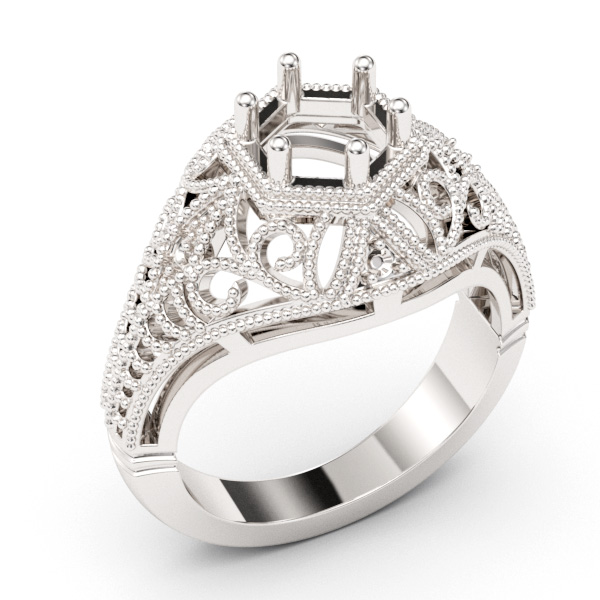6.5mm Scroll Dome Filigree Engagement Ring