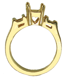 5.5 Princess 3 Stone Ring Mounting