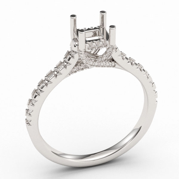 4.5mm Princess Cut Engagement Ring