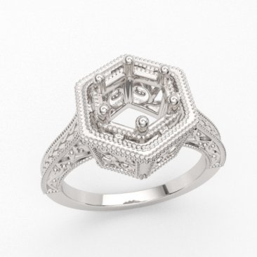 Royal Crown Antique Style Scroll Design Ring