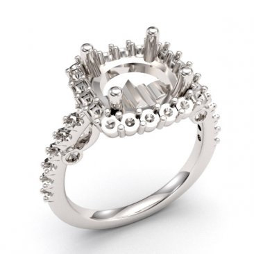8.5mm Crescent Halo Pave Engagement Setting