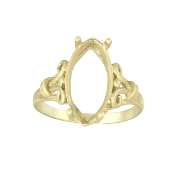 Scroll design marquise ring setting