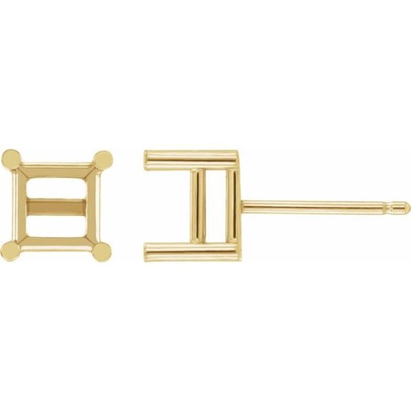 9mm Square Double wire Earring setting - Image 2