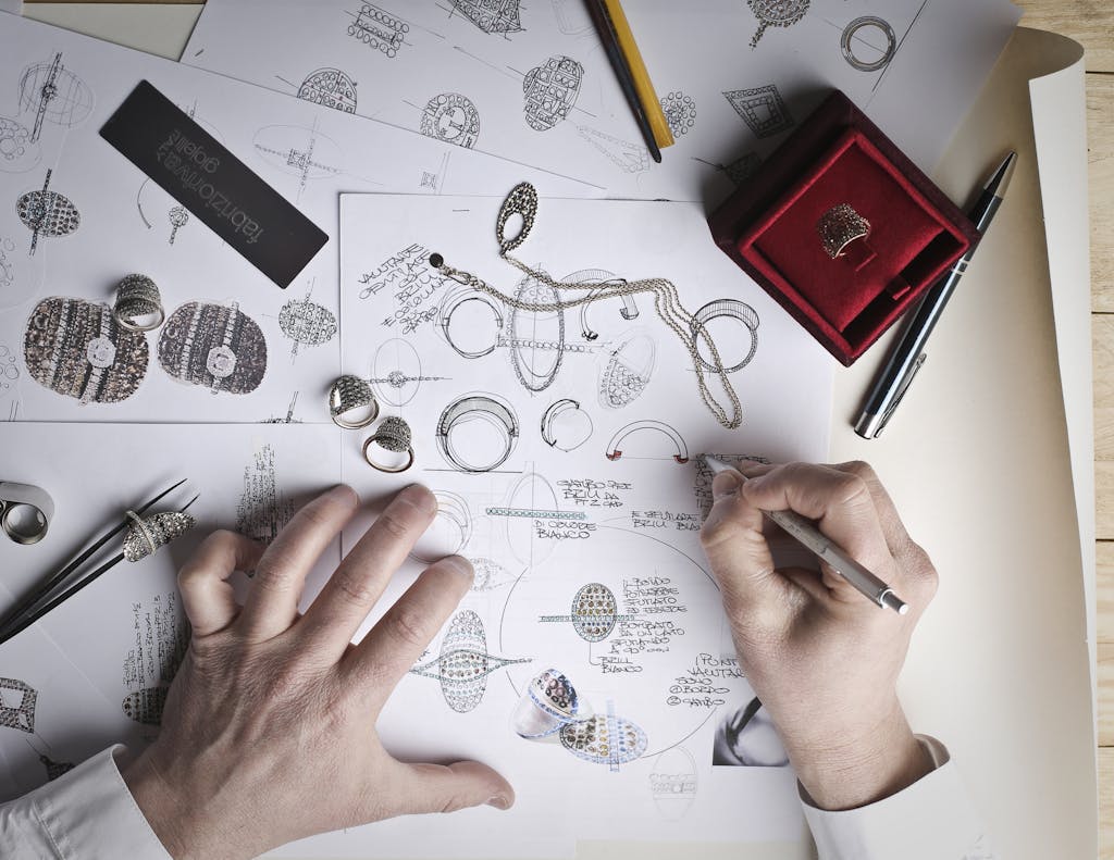 Jewelry Designer Design on Paper & cad designs